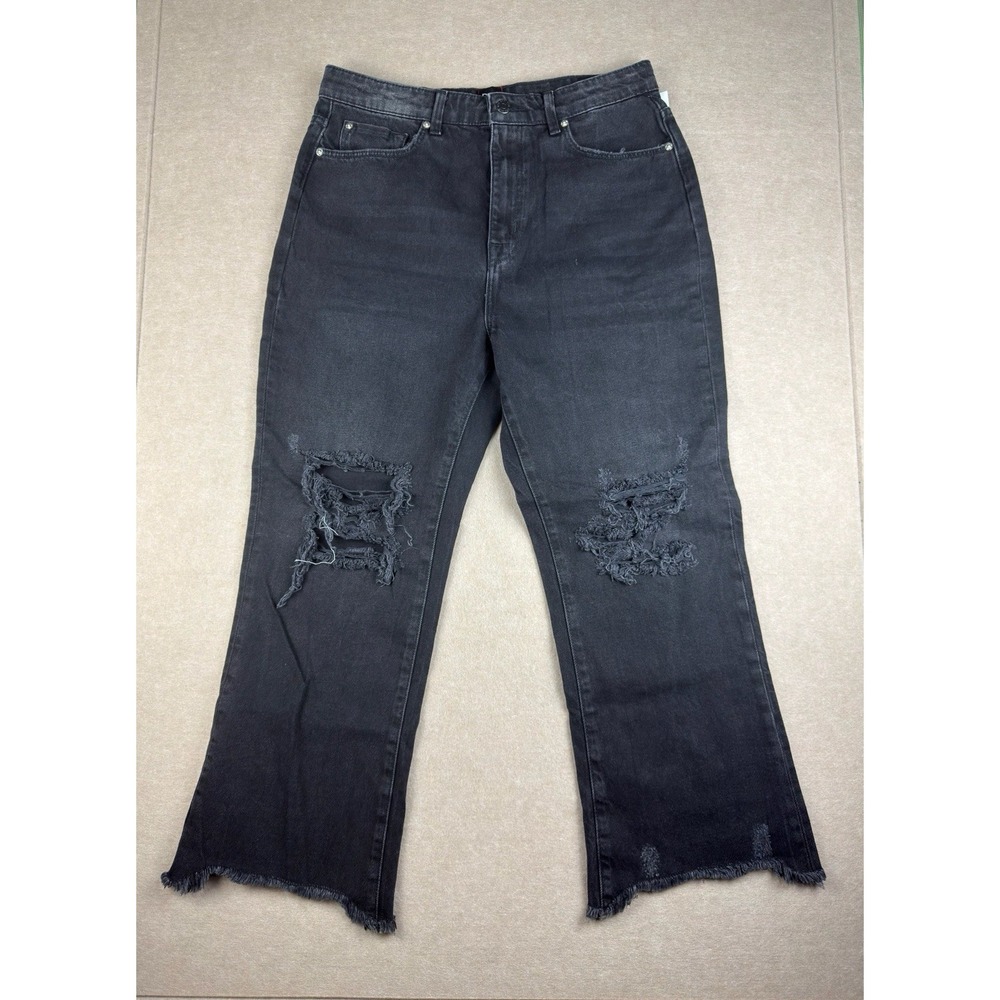 BDG Urban‎ Outfitters Jeans Women 31 Black Distressed Frayed Hem Wide Leg